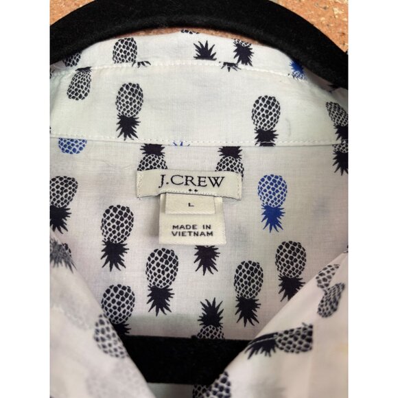 J. Crew Pineapple Print Button-Down Shirt Womens  Cotton White & Blue - Picture 7 of 11
